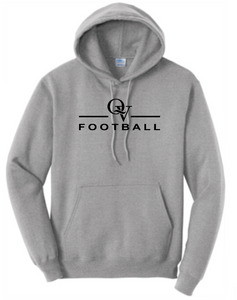 QUAKER VALLEY FOOTBALL YOUTH & ADULT HOODED SWEATSHIRT - ATHLETIC HEATHER OR JET BLACK