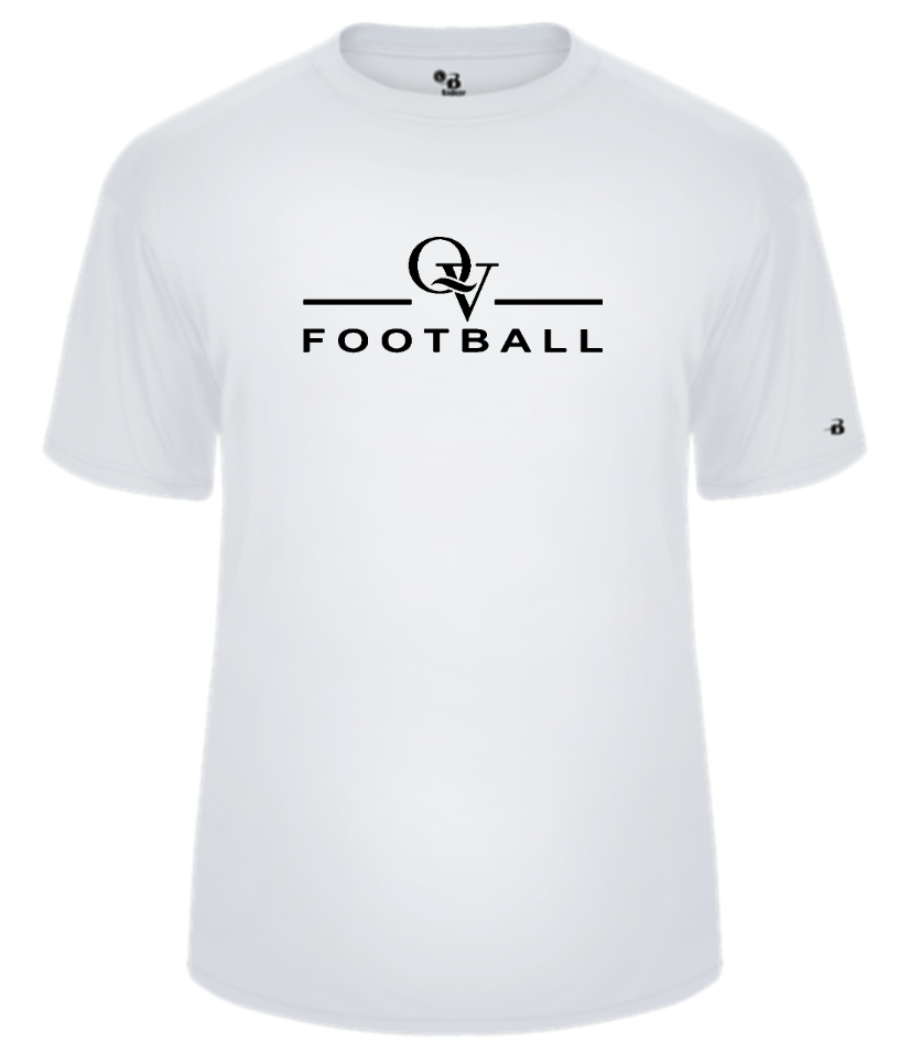 QUAKER VALLEY FOOTBALL -  YOUTH & ADULT PERFORMANCE SOFTLOCK SHORT SLEEVE T-SHIRT - WHITE OR BLACK