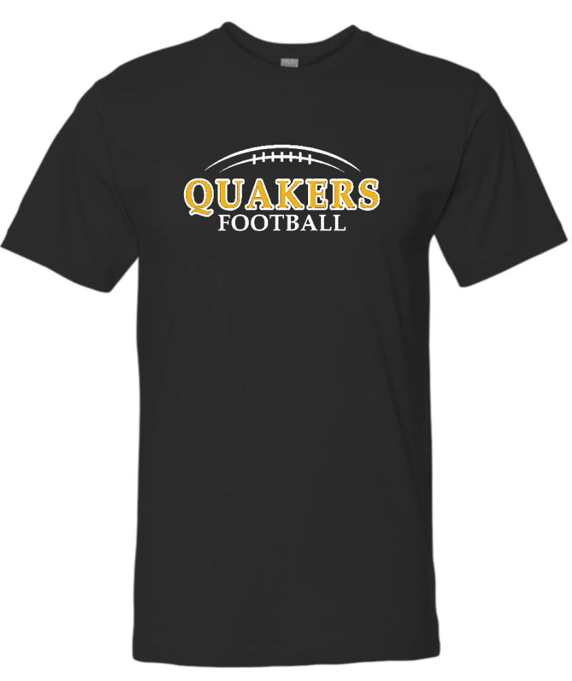 QUAKER VALLEY FOOTBALL FINE COTTON JERSEY YOUTH & ADULT SHORT SLEEVE TEE -  BLACK OR HEATHER