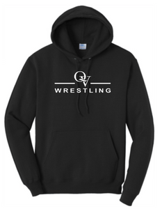 *NEW* QUAKER VALLEY WRESTLING YOUTH & ADULT HOODED SWEATSHIRT - ATHLETIC HEATHER OR JET BLACK