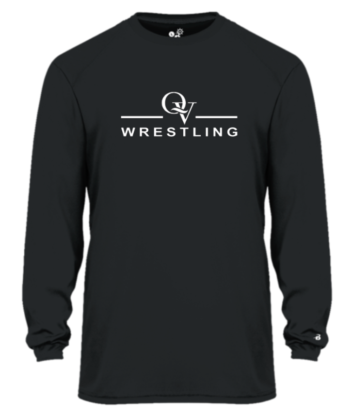 *NEW* QUAKER VALLEY WRESTLING -  YOUTH & ADULT PERFORMANCE SOFTLOCK LONG SLEEVE T-SHIRT - WHITE OR BLACK