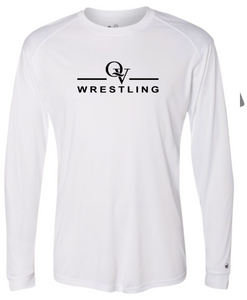 *NEW* QUAKER VALLEY WRESTLING -  YOUTH & ADULT PERFORMANCE SOFTLOCK LONG SLEEVE T-SHIRT - WHITE OR BLACK