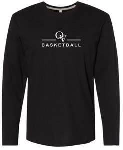 *NEW* QUAKER VALLEY BASKETBALL FINE COTTON JERSEY YOUTH & ADULT LONG SLEEVE TEE -  WHITE OR BLACK