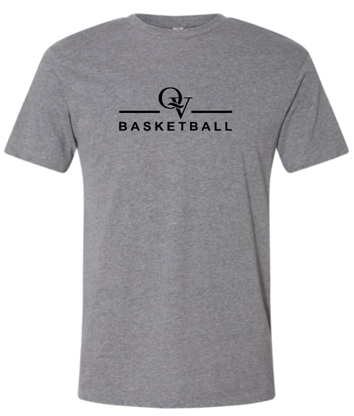 *NEW* QUAKER VALLEY BASKETBALL FINE COTTON JERSEY YOUTH & ADULT SHORT SLEEVE TEE -  BLACK OR HEATHER