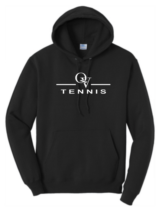 *NEW* QUAKER VALLEY TENNIS YOUTH & ADULT HOODED SWEATSHIRT - ATHLETIC HEATHER OR JET BLACK