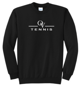 *NEW* QUAKER VALLEY TENNIS YOUTH & ADULT CREWNECK SWEATSHIRT - ATHLETIC HEATHER OR JET BLACK