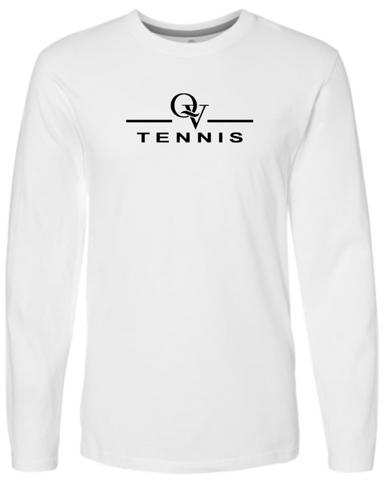 *NEW* QUAKER VALLEY TENNIS FINE COTTON JERSEY YOUTH & ADULT LONG SLEEVE TEE -  WHITE OR BLACK