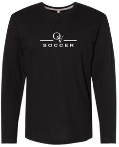 *NEW* QUAKER VALLEY SOCCER FINE COTTON JERSEY YOUTH & ADULT LONG SLEEVE TEE -  WHITE OR BLACK