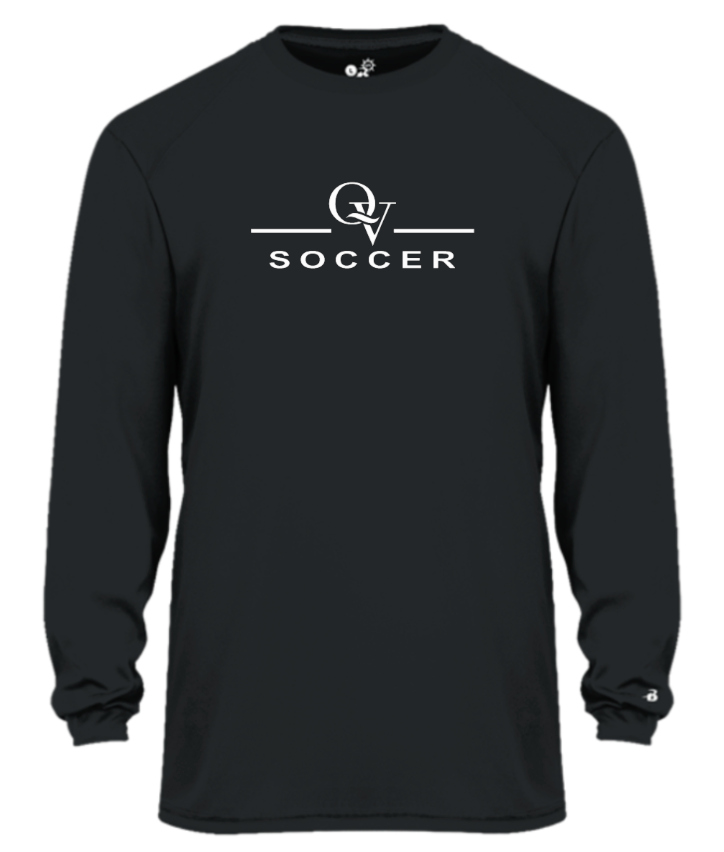 *NEW* QUAKER VALLEY SOCCER -  YOUTH & ADULT PERFORMANCE SOFTLOCK LONG SLEEVE T-SHIRT - WHITE OR BLACK