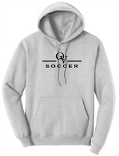 Load image into Gallery viewer, *NEW* QUAKER VALLEY SOCCER YOUTH &amp; ADULT HOODED SWEATSHIRT - ATHLETIC HEATHER OR JET BLACK