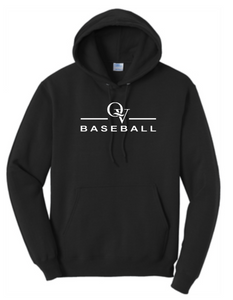 QUAKER VALLEY BASEBALL YOUTH & ADULT HOODED SWEATSHIRT - ATHLETIC HEATHER OR JET BLACK