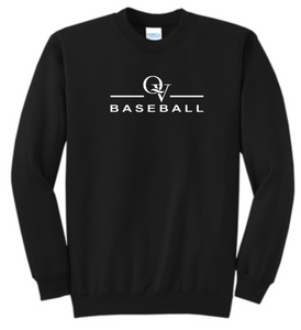 QUAKER VALLEY BASEBALL YOUTH & ADULT CREWNECK SWEATSHIRT - ATHLETIC HEATHER OR JET BLACK