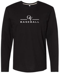 QUAKER VALLEY BASEBALL FINE COTTON JERSEY YOUTH & ADULT LONG SLEEVE TEE -  WHITE OR BLACK