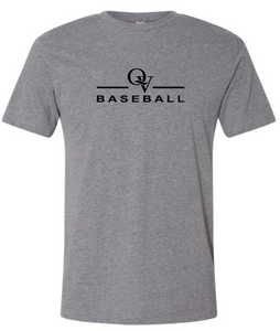 QUAKER VALLEY BASEBALL FINE COTTON JERSEY YOUTH & ADULT SHORT SLEEVE TEE -  BLACK OR HEATHER