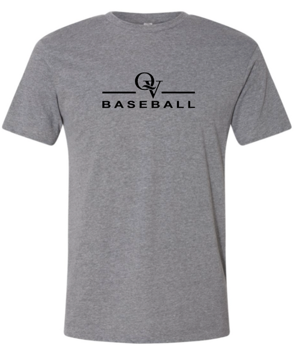 QUAKER VALLEY BASEBALL FINE COTTON JERSEY YOUTH & ADULT SHORT SLEEVE TEE -  BLACK OR HEATHER