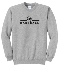Load image into Gallery viewer, QUAKER VALLEY BASEBALL YOUTH &amp; ADULT CREWNECK SWEATSHIRT - ATHLETIC HEATHER OR JET BLACK