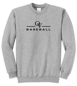 QUAKER VALLEY BASEBALL YOUTH & ADULT CREWNECK SWEATSHIRT - ATHLETIC HEATHER OR JET BLACK