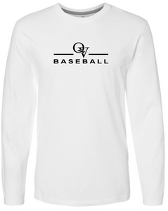 QUAKER VALLEY BASEBALL FINE COTTON JERSEY YOUTH & ADULT LONG SLEEVE TEE -  WHITE OR BLACK