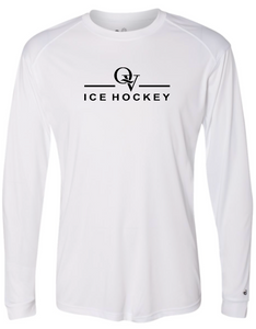 *NEW* QUAKER VALLEY ICE HOCKEY -  YOUTH & ADULT PERFORMANCE SOFTLOCK LONG SLEEVE T-SHIRT - WHITE OR BLACK