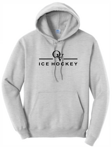 *NEW* QUAKER VALLEY ICE HOCKEY YOUTH & ADULT HOODED SWEATSHIRT - ATHLETIC HEATHER OR JET BLACK