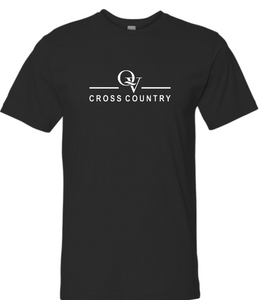 QUAKER VALLEY CROSS COUNTRY FINE COTTON JERSEY YOUTH & ADULT SHORT SLEEVE TEE -  BLACK OR HEATHER