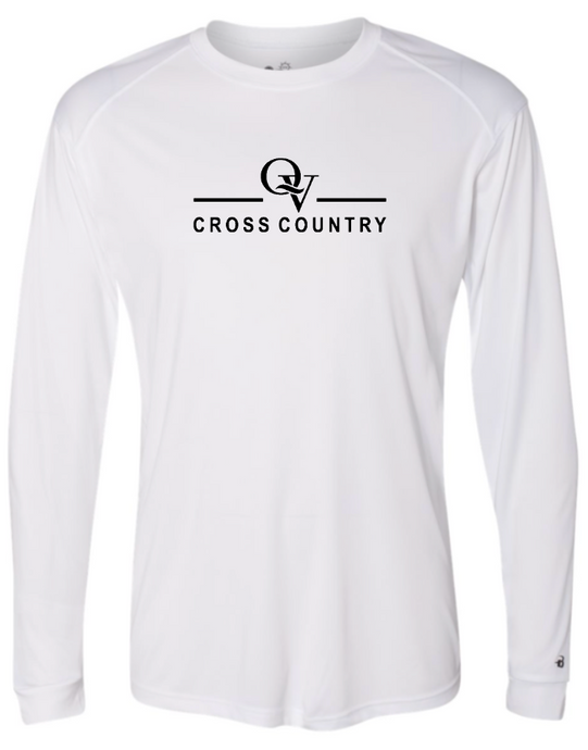 *NEW* QUAKER VALLEY CROSS COUNTRY -  YOUTH & ADULT PERFORMANCE SOFTLOCK LONG SLEEVE T-SHIRT - WHITE OR BLACK