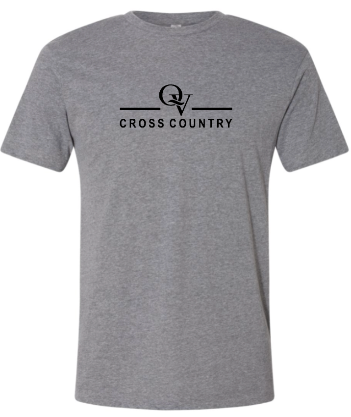 QUAKER VALLEY CROSS COUNTRY FINE COTTON JERSEY YOUTH & ADULT SHORT SLEEVE TEE -  BLACK OR HEATHER