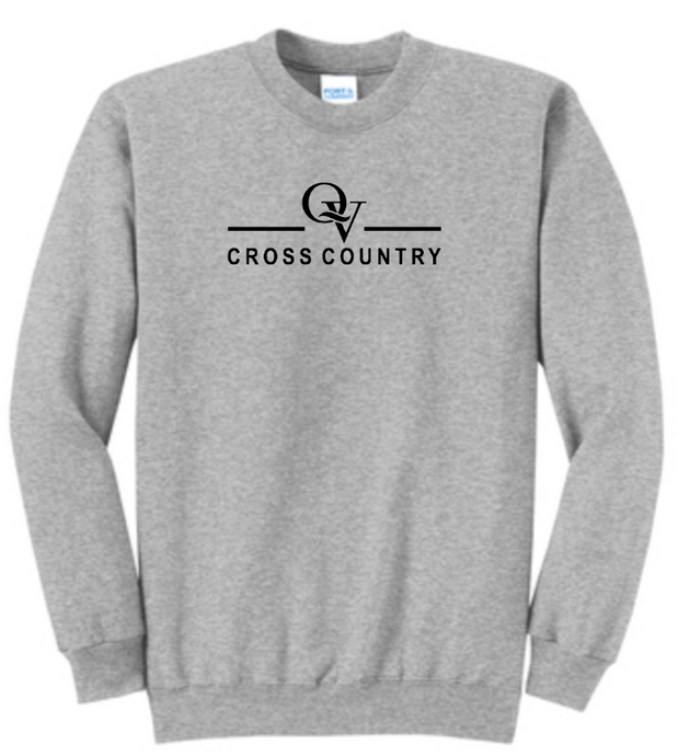 *NEW* QUAKER VALLEY CROSS COUNTRY YOUTH & ADULT CREWNECK SWEATSHIRT - ATHLETIC HEATHER OR JET BLACK