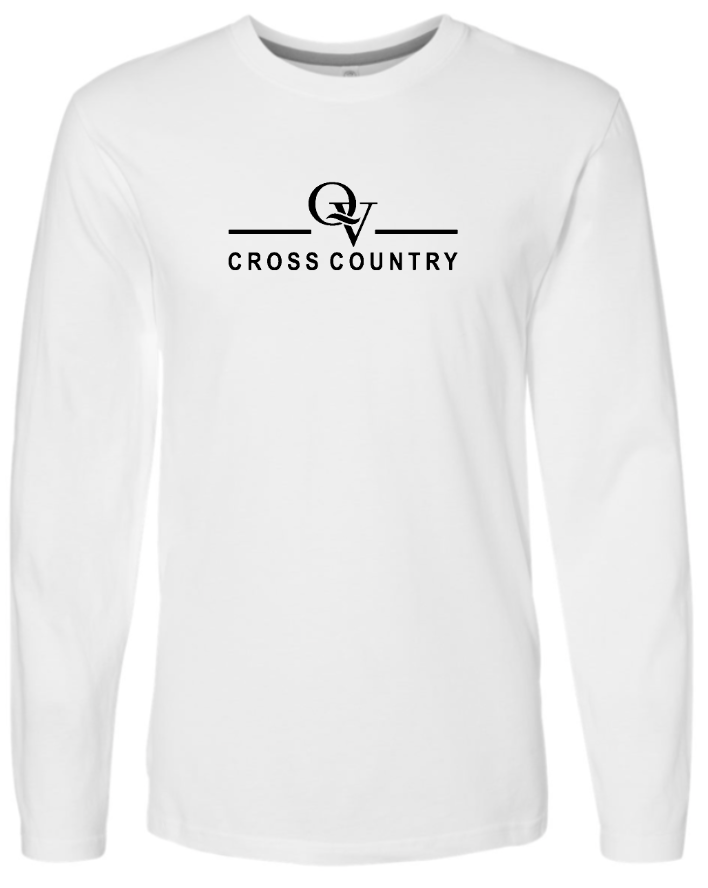 *NEW* QUAKER VALLEY CROSS COUNTRY FINE COTTON JERSEY YOUTH & ADULT LONG SLEEVE TEE -  WHITE OR BLACK