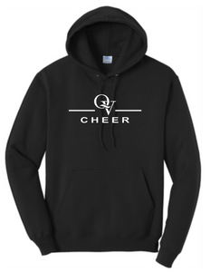 QUAKER VALLEY CHEER YOUTH & ADULT HOODED SWEATSHIRT - ATHLETIC HEATHER OR JET BLACK