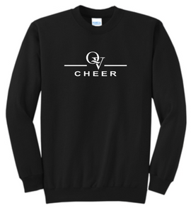 QUAKER VALLEY CHEER YOUTH & ADULT CREWNECK SWEATSHIRT - ATHLETIC HEATHER OR JET BLACK