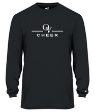 Load image into Gallery viewer, QUAKER VALLEY CHEER -  YOUTH &amp; ADULT PERFORMANCE SOFTLOCK LONG SLEEVE T-SHIRT - WHITE OR BLACK
