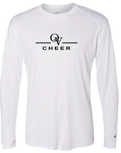 QUAKER VALLEY CHEER -  YOUTH & ADULT PERFORMANCE SOFTLOCK LONG SLEEVE T-SHIRT - WHITE OR BLACK