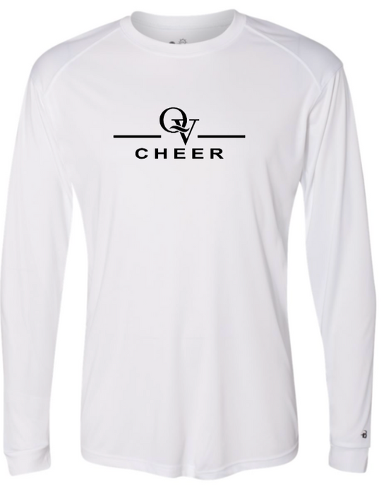 QUAKER VALLEY CHEER -  YOUTH & ADULT PERFORMANCE SOFTLOCK LONG SLEEVE T-SHIRT - WHITE OR BLACK