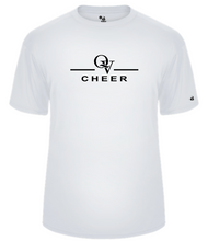 Load image into Gallery viewer, QUAKER VALLEY CHEER -  YOUTH &amp; ADULT PERFORMANCE SOFTLOCK SHORT SLEEVE T-SHIRT - WHITE OR BLACK