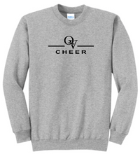 Load image into Gallery viewer, QUAKER VALLEY CHEER YOUTH &amp; ADULT CREWNECK SWEATSHIRT - ATHLETIC HEATHER OR JET BLACK