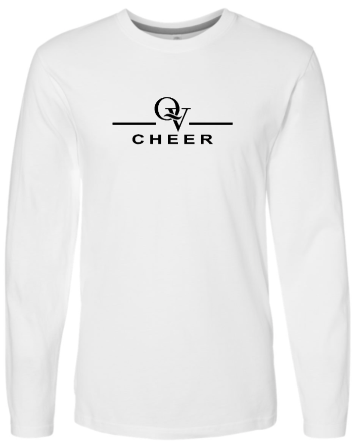 QUAKER VALLEY CHEER FINE COTTON JERSEY YOUTH & ADULT LONG SLEEVE TEE -  WHITE OR BLACK