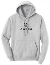Load image into Gallery viewer, QUAKER VALLEY CHEER YOUTH &amp; ADULT HOODED SWEATSHIRT - ATHLETIC HEATHER OR JET BLACK