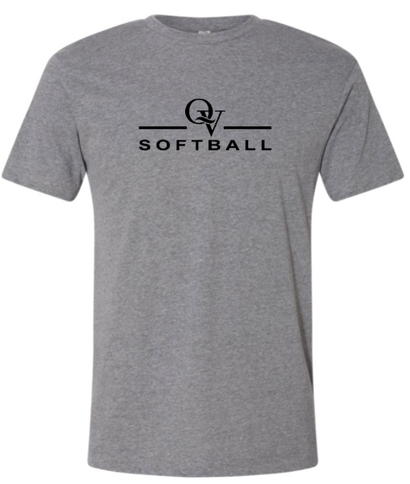 *NEW* QUAKER VALLEY SOFTBALL FINE COTTON JERSEY YOUTH & ADULT SHORT SLEEVE TEE -  BLACK OR HEATHER