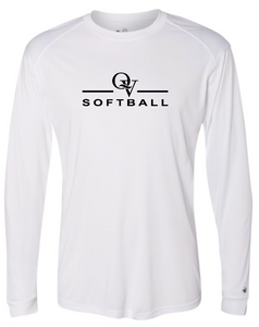 *NEW* QUAKER VALLEY SOFTBALL -  YOUTH & ADULT PERFORMANCE SOFTLOCK LONG SLEEVE T-SHIRT - WHITE OR BLACK