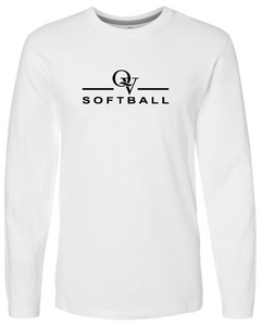 *NEW* QUAKER VALLEY SOFTBALL FINE COTTON JERSEY YOUTH & ADULT LONG SLEEVE TEE -  WHITE OR BLACK