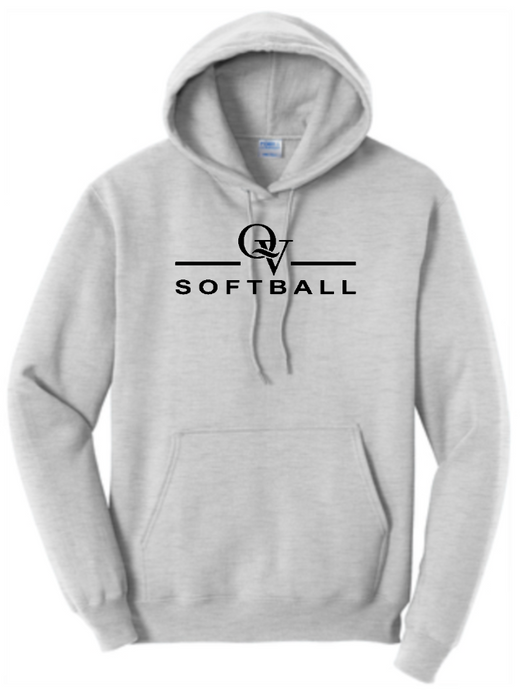 *NEW* QUAKER VALLEY SOFTBALL YOUTH & ADULT HOODED SWEATSHIRT - ATHLETIC HEATHER OR JET BLACK