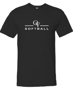 *NEW* QUAKER VALLEY SOFTBALL FINE COTTON JERSEY YOUTH & ADULT SHORT SLEEVE TEE -  BLACK OR HEATHER