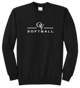 *NEW* QUAKER VALLEY SOFTBALL YOUTH & ADULT CREWNECK SWEATSHIRT - ATHLETIC HEATHER OR JET BLACK