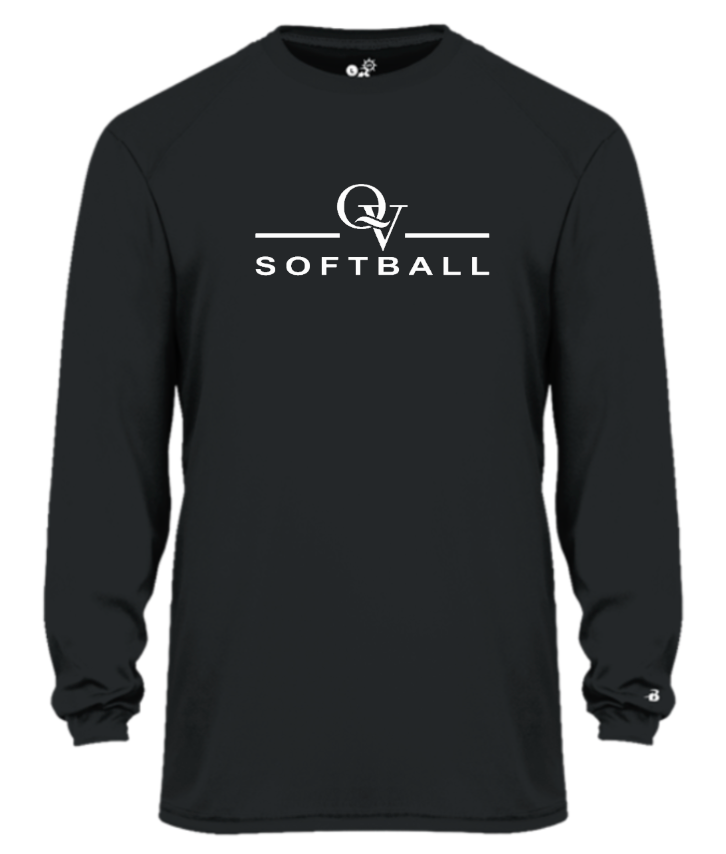 *NEW* QUAKER VALLEY SOFTBALL -  YOUTH & ADULT PERFORMANCE SOFTLOCK LONG SLEEVE T-SHIRT - WHITE OR BLACK