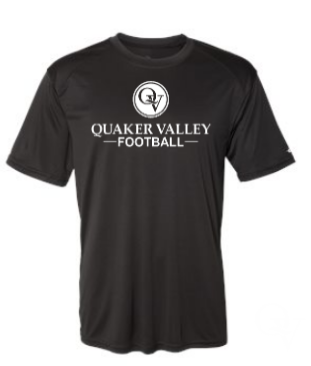 QUAKER VALLEY FOOTBALL YOUTH & ADULT PERFORMANCE SOFTLOCK SHORT SLEEVE TEE - BLACK OR GRAPHITE