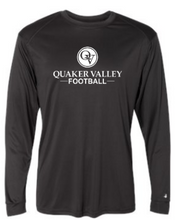 Load image into Gallery viewer, QUAKER VALLEY FOOTBALL -  YOUTH &amp; ADULT PERFORMANCE SOFTLOCK LONG SLEEVE T-SHIRT - GRAPHITE OR BLACK