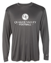 Load image into Gallery viewer, QUAKER VALLEY FOOTBALL -  YOUTH &amp; ADULT PERFORMANCE SOFTLOCK LONG SLEEVE T-SHIRT - GRAPHITE OR BLACK
