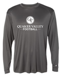 QUAKER VALLEY FOOTBALL -  YOUTH & ADULT PERFORMANCE SOFTLOCK LONG SLEEVE T-SHIRT - GRAPHITE OR BLACK
