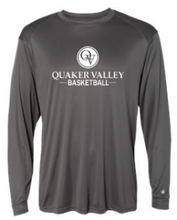 Load image into Gallery viewer, QUAKER VALLEY BASKETBALL -  YOUTH &amp; ADULT PERFORMANCE SOFTLOCK LONG SLEEVE T-SHIRT - GRAPHITE OR BLACK